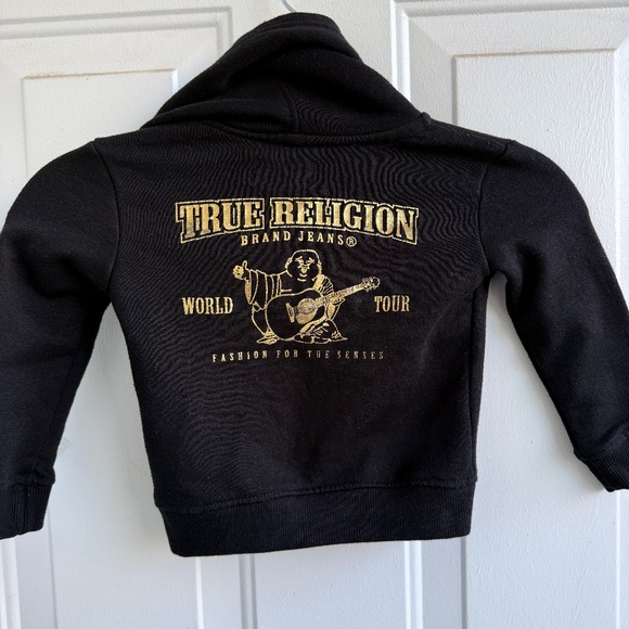 True Religion | Black Full Zip Hoodie | Baby 18 Months - Picture 2 of 6